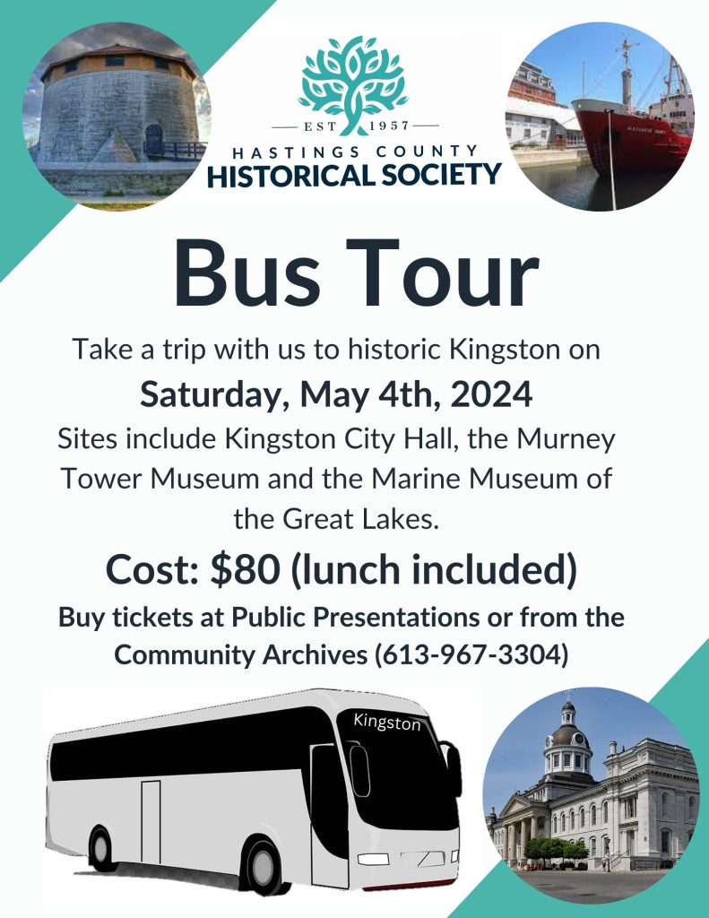 Poster advertising a bus tour on May 4th, 2024.
