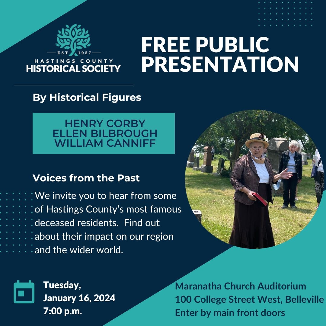 Poster for free public presentation on 16 January 2024 at Maranatha auditorium, 100 College Street West, Belleville at 7pm.