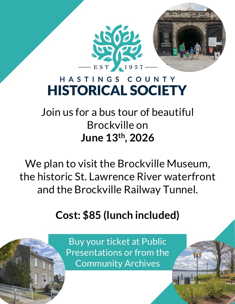 Poster advertising a bus tour of Brockville on June 13 2026.